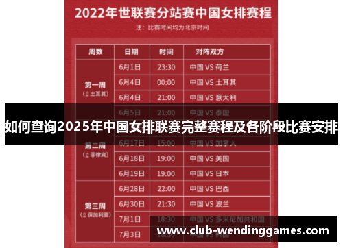 如何查询2025年中国女排联赛完整赛程及各阶段比赛安排